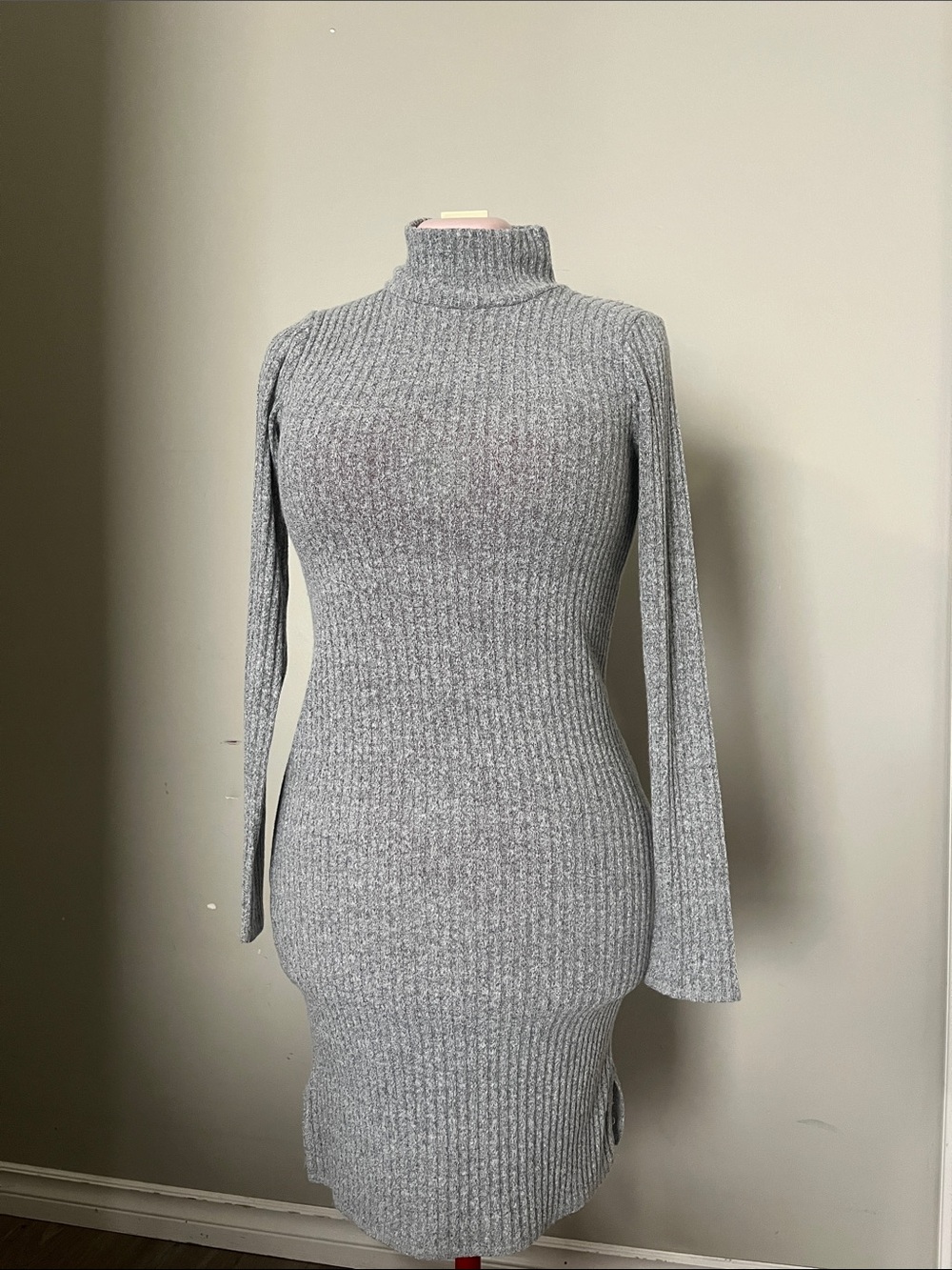 Wilfred Gray Ribbed Turtleneck Sweater Dress